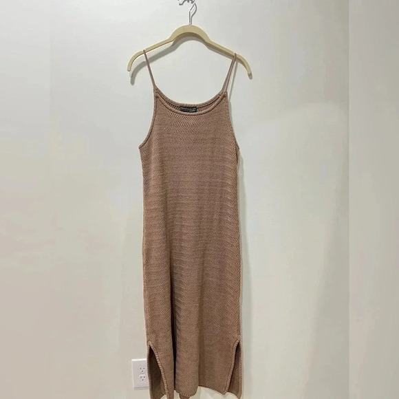 House of Harlow Knit Dress midi slits taupe straps sleeveless scoop neck maxi - Picture 2 of 6